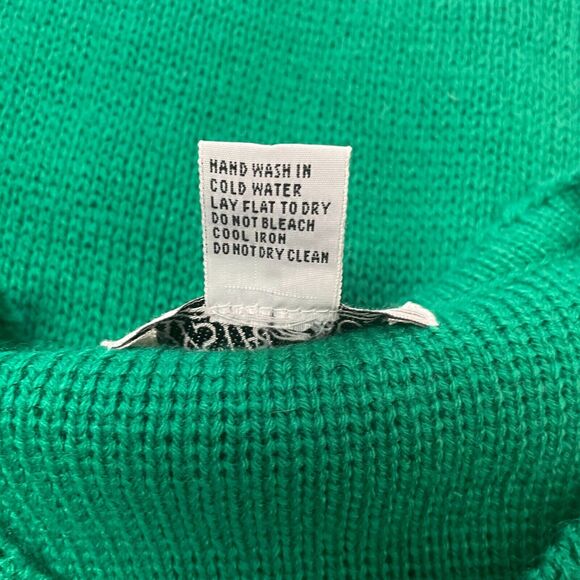 Vintage Cardigan Sweater Womens Size Small Kelly Green Button Knit Minimal 80s - Picture 11 of 13